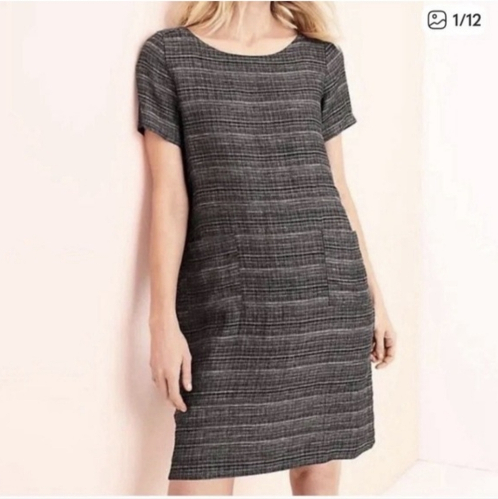 Eileen Fisher Linen Coastline Shift Dress Organic Cotton XS
